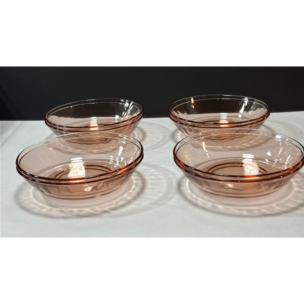 Set of 8 Vintage Kedaung Group Indonesia 7" Pink Depression Glass Bowls